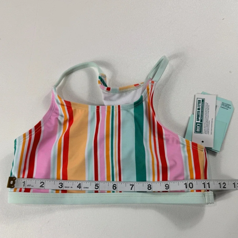DSG Girls Core Swim Top Popsicle Stripe Multicolor Racerback Size S 6-8 NWT